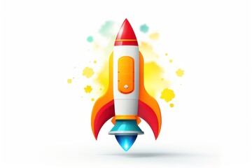 Rocket icon on white background