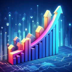 strong rising and growing up arrow on a abstract chart indicating economic growth, 3d. ai generative
