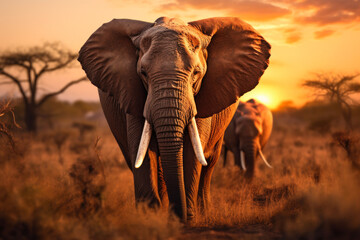 Majestic Elephants on the Twilight Plain