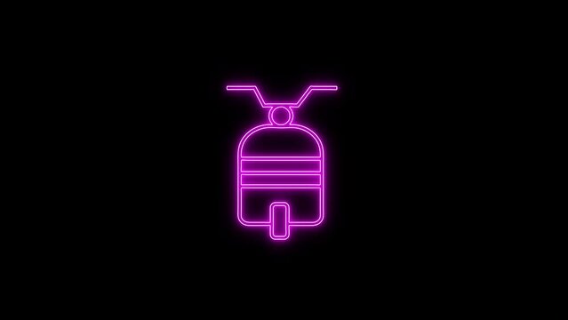 Colorful scooter bike icon animated on a black background.