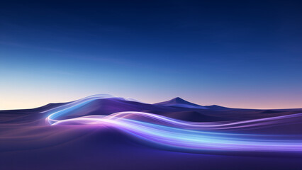 Flowing Data Lines on a Desert