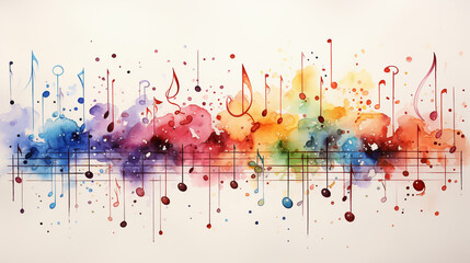 Abstract Colorful Music Background with Watercolor Element. illustration
