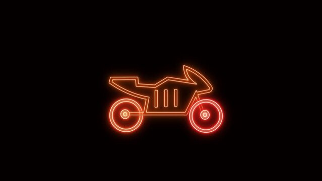 Colorful motor bike icon animated on a black background.