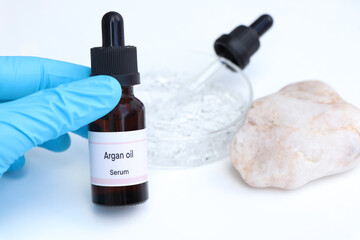 Argan oil in a bottle, Substances used for treatment  or medical beauty enhancement