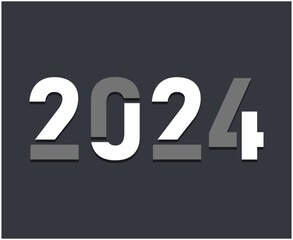 Happy New Year 2024 Abstract Gray And White Graphic Design Vector Logo Symbol Illustration