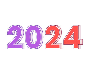 Happy New Year 2024 Abstract Purple And Pink Graphic Design Vector Logo Symbol Illustration