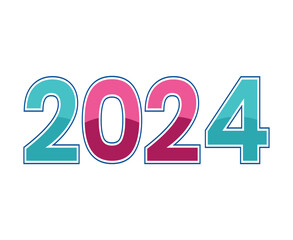 Happy New Year 2024 Abstract Blue And Pink Graphic Design Vector Logo Symbol Illustration