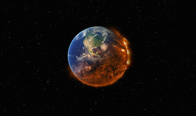 Global warming concept - The world is experiencing disaster as a result of global warming  "Elements of this image furnished by NASA