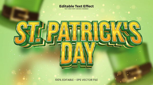 St. Patrick`s Day editable text effect in modern trend
