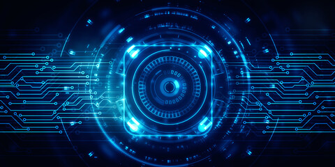 2d illustration Abstract futuristic electronic circuit technology background