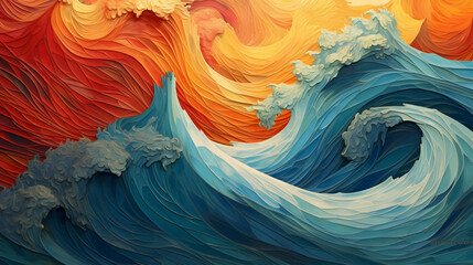 The collection of marine abstract waves different,Generative Ai