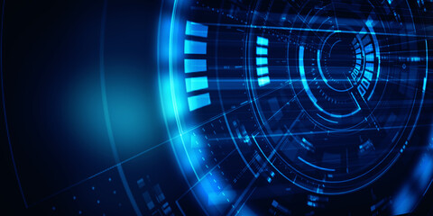 2d illustration Abstract futuristic electronic circuit technology background