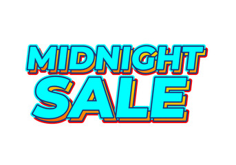 Midnight sale. text effect in blue color red outline