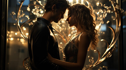 Couple embracing or sharing affectionate moments. Concept of love, intimacy, and the warmth of a romantic connection.