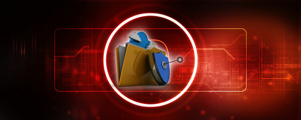 3d rendering cloud folder storage protected shield
 
