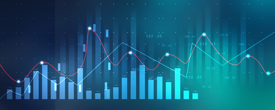 2d rendering Stock market online business concept. business Graph 