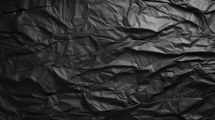 Black crumpled paper texture in low light background