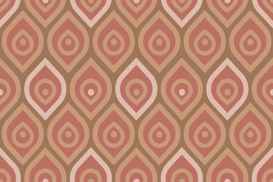 Vector seamless vintage pattern with stylized peacock feathers. Retro patteern in 60s style with peacock feater