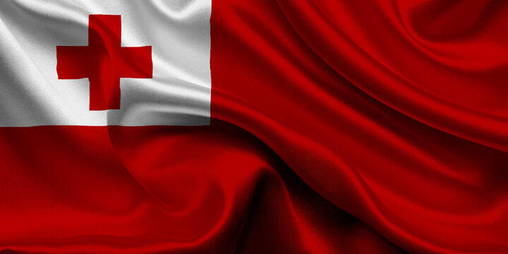 High detailed flag of Tonga. National Tonga flag. Oceania. 3D illustration.