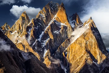 Wandaufkleber Gasherbrum Sharp rocky mountains called Trango towers on the way to K2 summit