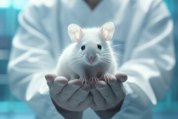 laboratory mice in a scientist hand