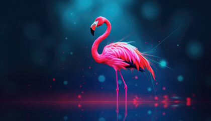 Feathered Whirlwind: Vibrant Abstract Dance of Flamingo Hues