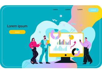 Banking, investment, deposit management and broker services banner or landing page template, flat vector illustration. Manage money and achieve your financial goals. Stock trading concept.