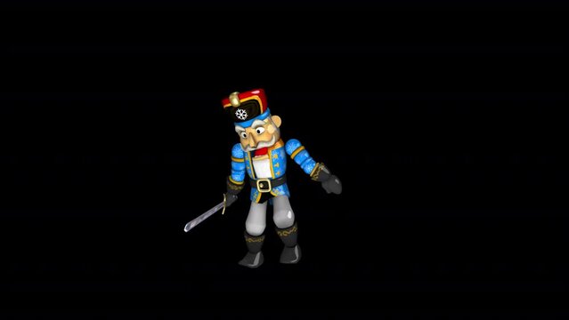 Nutcracker Dancer - Show Loop - Artistic 3D animation isolated with alpha channel on transparent background
