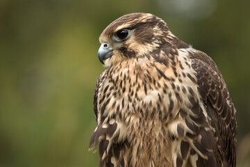 Prairie falcon, female, sub adult, nearly adult, Minnesota, captive.