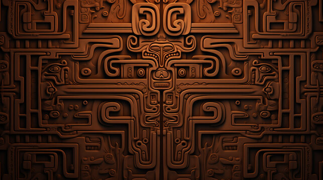 Aztec ethnic motif. Native american geometric pattern, colored mexican tribal art elements design. Colorful ancient culture symbols or ornament