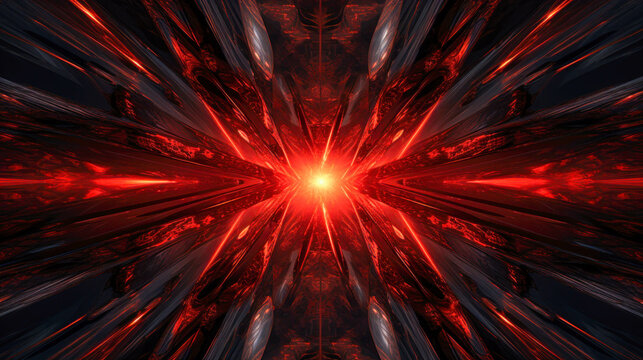 Black and Red Mirrored Psychedelic Texture. Deep Dark And Deep Red Fantasy Pattern Texture. Abstract Hell Texture Concept