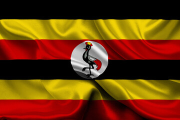 High detailed flag of Uganda. National Uganda flag. Africa. 3D illustration.