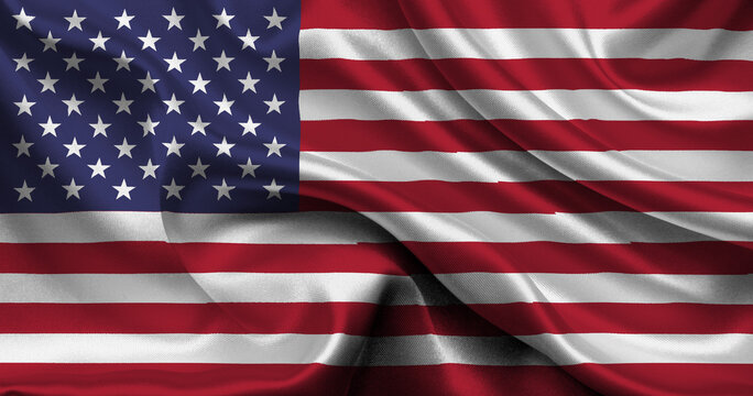 High detailed flag of United States. National United States flag. North America. USA. 3D illustration.