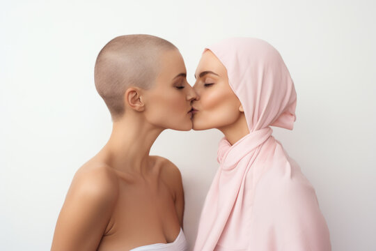 Two women share an affectionate embrace. Concept of solidarity and support.