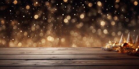 Elegant Hanging Golden Stars and Glowing Bokeh Lights on a Dark Festive Background &ndash; Christmas or New Year Celebration Concept