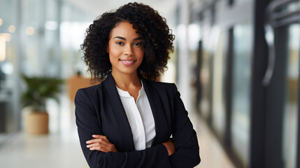 beautiful black woman businesswoman headshot portrait, business, career, success, entrepreneur, marketing, finance, technology, diversity in the workplace - obrazy, fototapety, plakaty