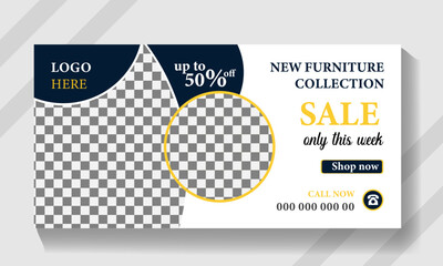 modern furniture social media cover design billboard banner.
