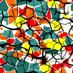 Distress Grunge Texture. Cracks colored seamless pattern. hand drawing. Not AI, Vector illustration
