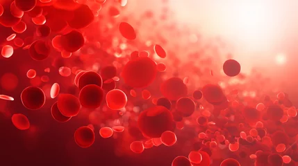 Fotobehang White blood cells in blood flow, Leukemia, Leukocytes and erythrocytes in vein © alexkich
