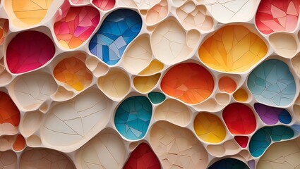 A visually stunning Voronoi diagram comes to life with vibrant rainbow colors. The intricate...