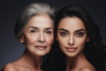 Fototapeta premium Multiethnic portrait of beautiful young women in studio. Concept beauty skin care