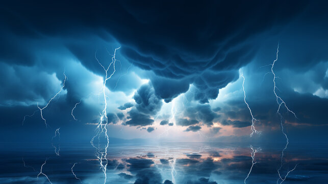 Lightning bolt on the sea