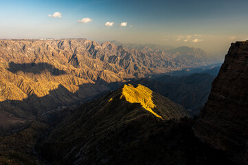 The Asir Mountains from the Habala (Al-Habalah) viewpoint, one of the most popular travel destination in Saudi Arabia.