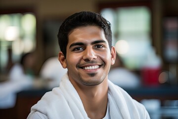 Portrait of a happy and confident young man smiling, looking joyful and radiating positivity. - obrazy, fototapety, plakaty