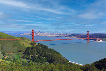 Golden Gate Bridge and cityscape of San Francisco city