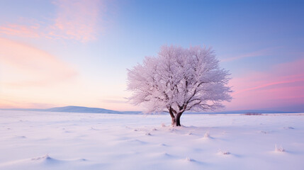 Fototapeta na wymiar tree in snow cold winter