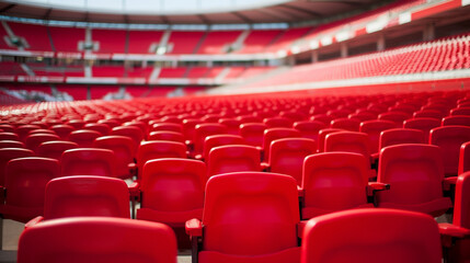 Naklejka premium Row of empty red seats at stadium