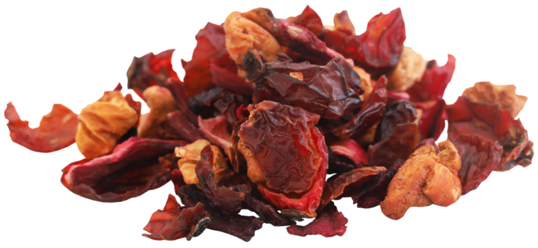 Herbal tea of roselle, rose hips and apple