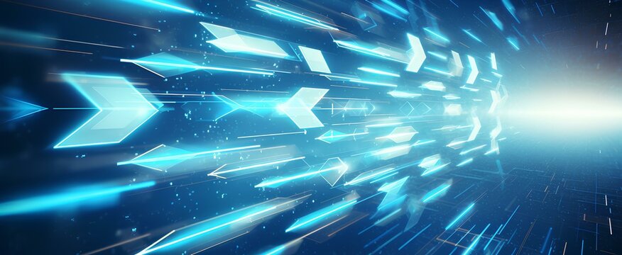 Blue abstract arrows sign digital hi technology concept background. space for text. generative AI