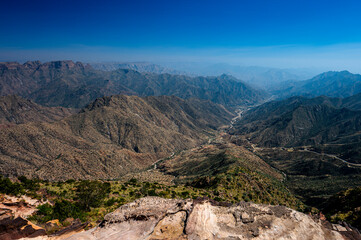 Fototapeta premium Landscape of the Asir Mountains in Saudi Arabia.